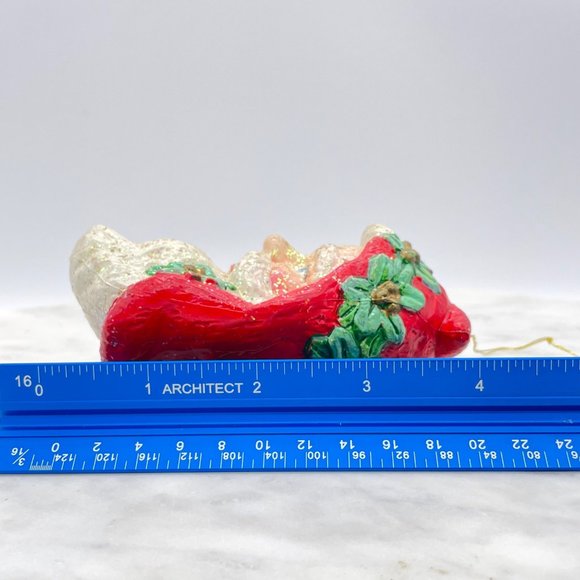 Santa Claus Head Face Ornament Bauble Christmas Plastic Poinsettia Hollow Glitte - Picture 6 of 8